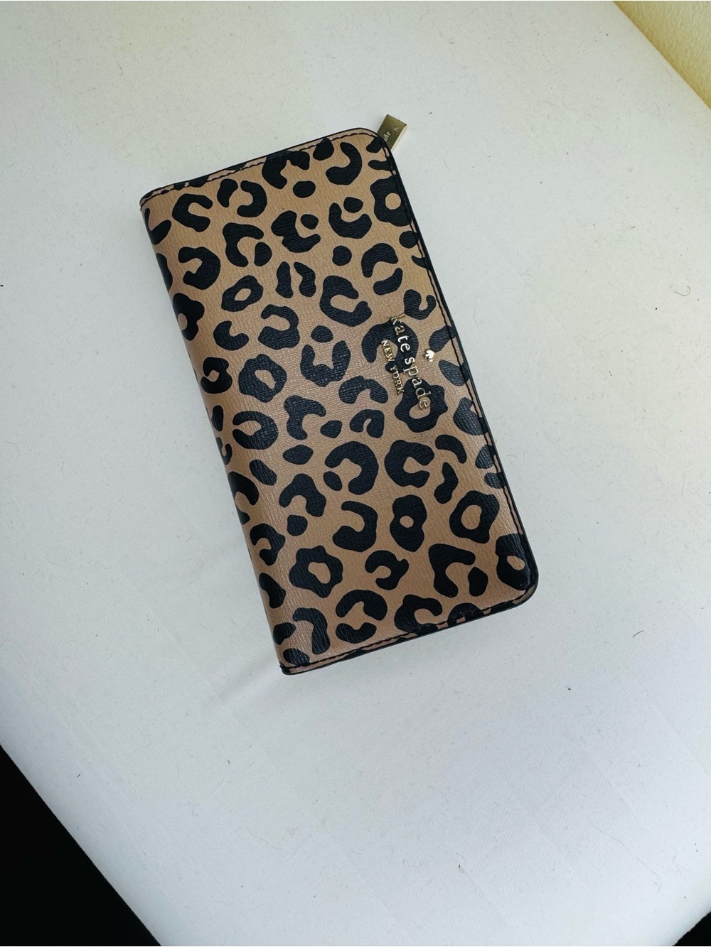 kate spade Leopard Print Zip-Around Wallet in Brown and Black